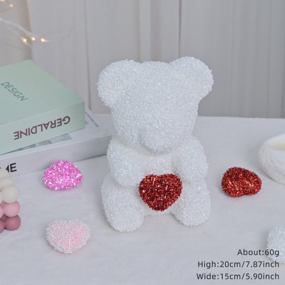 1Pcs Little Bear Doll with Heart Valentines Day Gifts, Heart Plush Bear Valentine's Day Romantic Gift Mother's Day Gifts