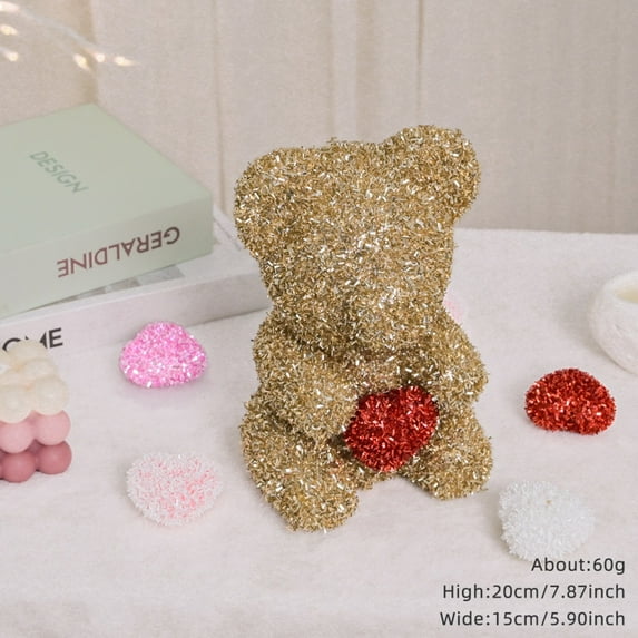 1Pcs Little Bear Doll with Heart Valentines Day Gifts, Heart Plush Bear Valentine's Day Romantic Gift Mother's Day Gifts