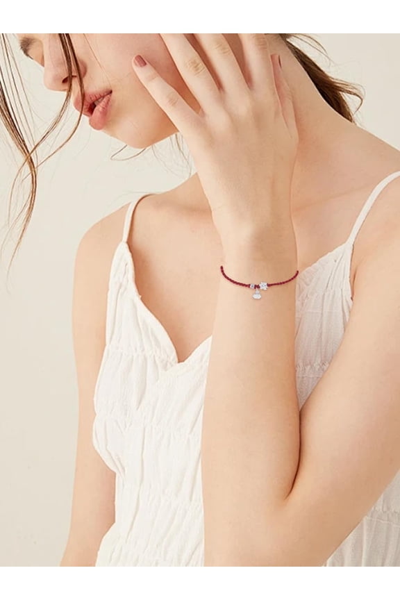 1Pcs Lotus Alloy Charm Bracelets Nylon Cord Lucky Bracelets Red Rope Jewelry Decoration for Women Birthday Festival Elegant Gifts Personalized Jewelry 8-1/2 inch(21.5cm) for DIY