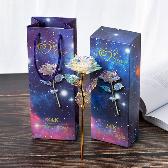 1Pcs Luminous Rose Artificial Flower under $5! Yrmaups LED Rose, Artificial Luminous Foil Rose in Gift Box, Romantic Light Up Flower for Valentine Anniversary Gift, Light Up Rose