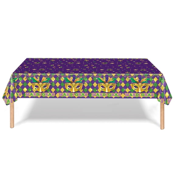 1Pcs Mardi Gras Party Supplies Masquerade Tablecloth Set Disposable Dinnerware Tableware for New Orleans Party