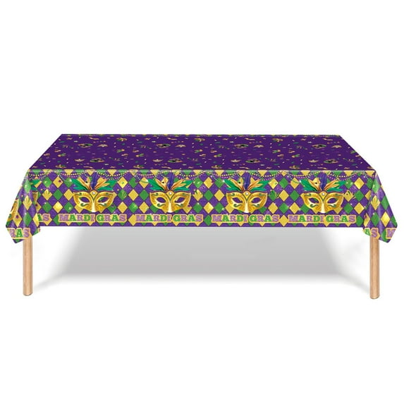 1Pcs Mardi Gras Party Supplies Masquerade Tablecloth Set Disposable Dinnerware Tableware for New Orleans Party