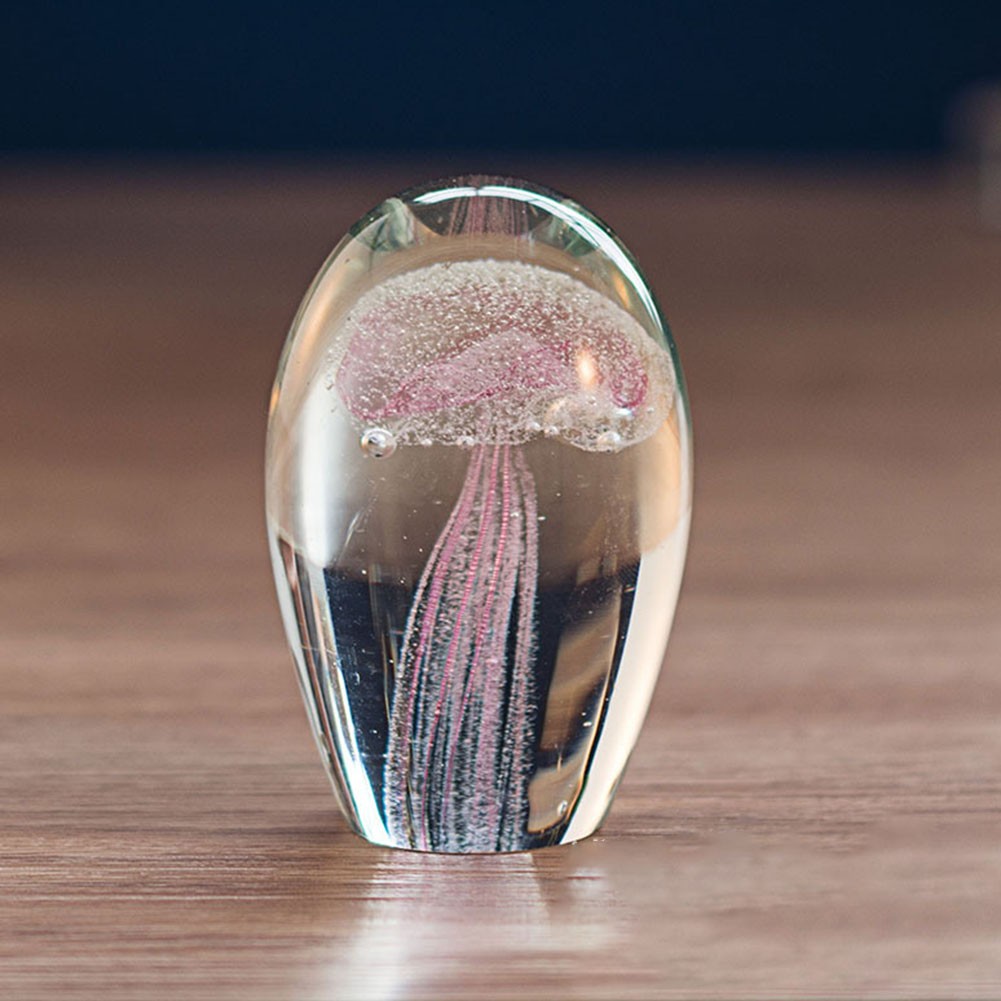 1Pcs Marine Life Ornaments Handmade Glow Glass JellyfishFigurines