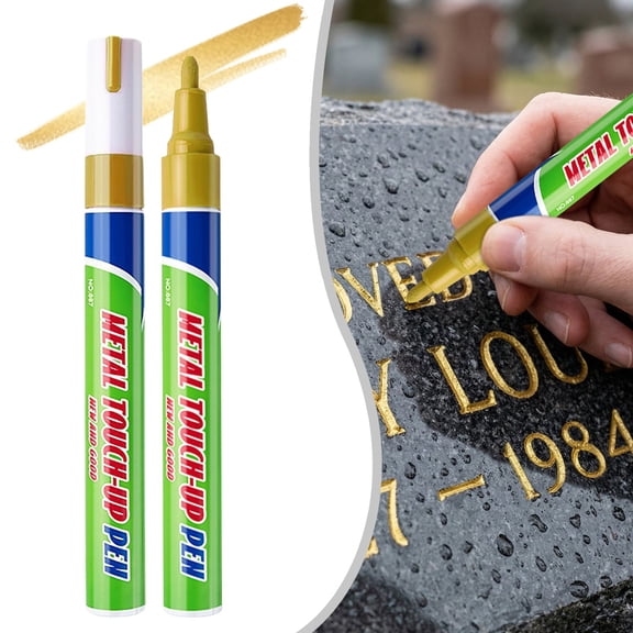 1Pcs Marker Pens for Headstone,Stone Tablet Up Pen Oil Based Paint Pens for Granite and Ceramic Surface, Tombstone Inscription, DIY Crafts, Ceramic, Wood(Gold)