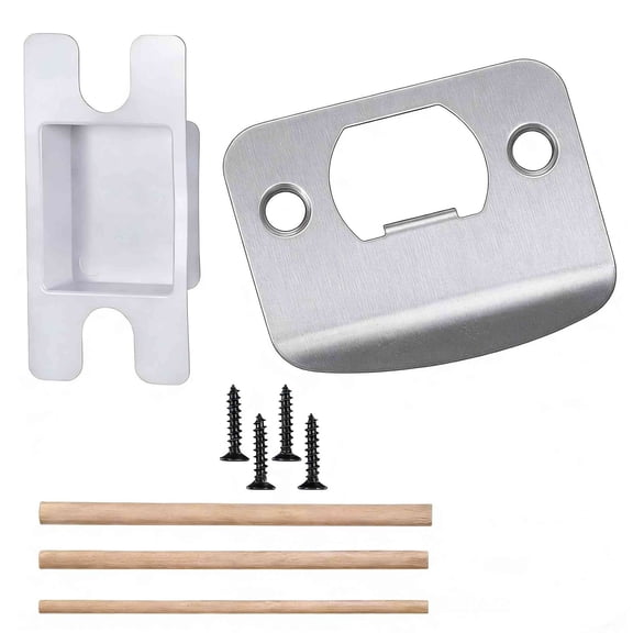 1Pcs Matte Black Door Strike Plate for Interior Doors, Stainless Steel Door Lock Plate Repair Kit, Adjustable Security Reinforcement Plate, Door Latch Repair for Home(Silver)