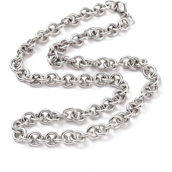 1Pcs Men Curb Chain Necklace 304 Stainless Steel Dainty Minimalist Chain Necklace with Lobster Claw Clasps Stainless Steel Color 19.65 inch Making DIY