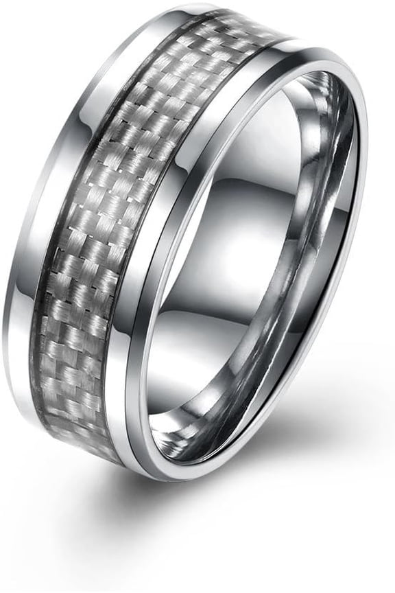 1Pcs Men's Titanium Steel Finger Rings Wide Band Ring Personalized Ring for Anniversary Birthday Valentine's Day Trendy Gift White Platinum Size 8(18.1mm)