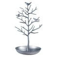thumbnail image 1 of 1Pcs Metal Bird Tree Jewelry Display Stand - Nostalgic Candy Tree Shaped Earring Holder for Desktop Decoration, 12X6In (Silver), 1 of 9