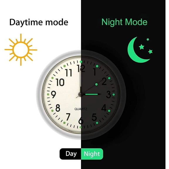 1Pcs Mini Car Clock, Kadlawus Small Quartz Clock with Luminous Hands, Adhesive Back for Dashboard or Wall, Silent Operation, Enhances Car Interior, Also Suitable for Home and Office