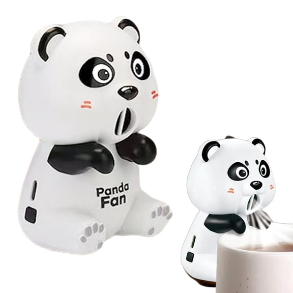 1Pcs Mini Fans That Blow Cold Air Cup Holder Fan, Clip-On Mini Fan For Cup & Bowl,Cute Animal Panda Shaped Air-Blowing Cooling Attachment For Hot Drinks, Rechargeable Personal Fan Food Fan For Desk