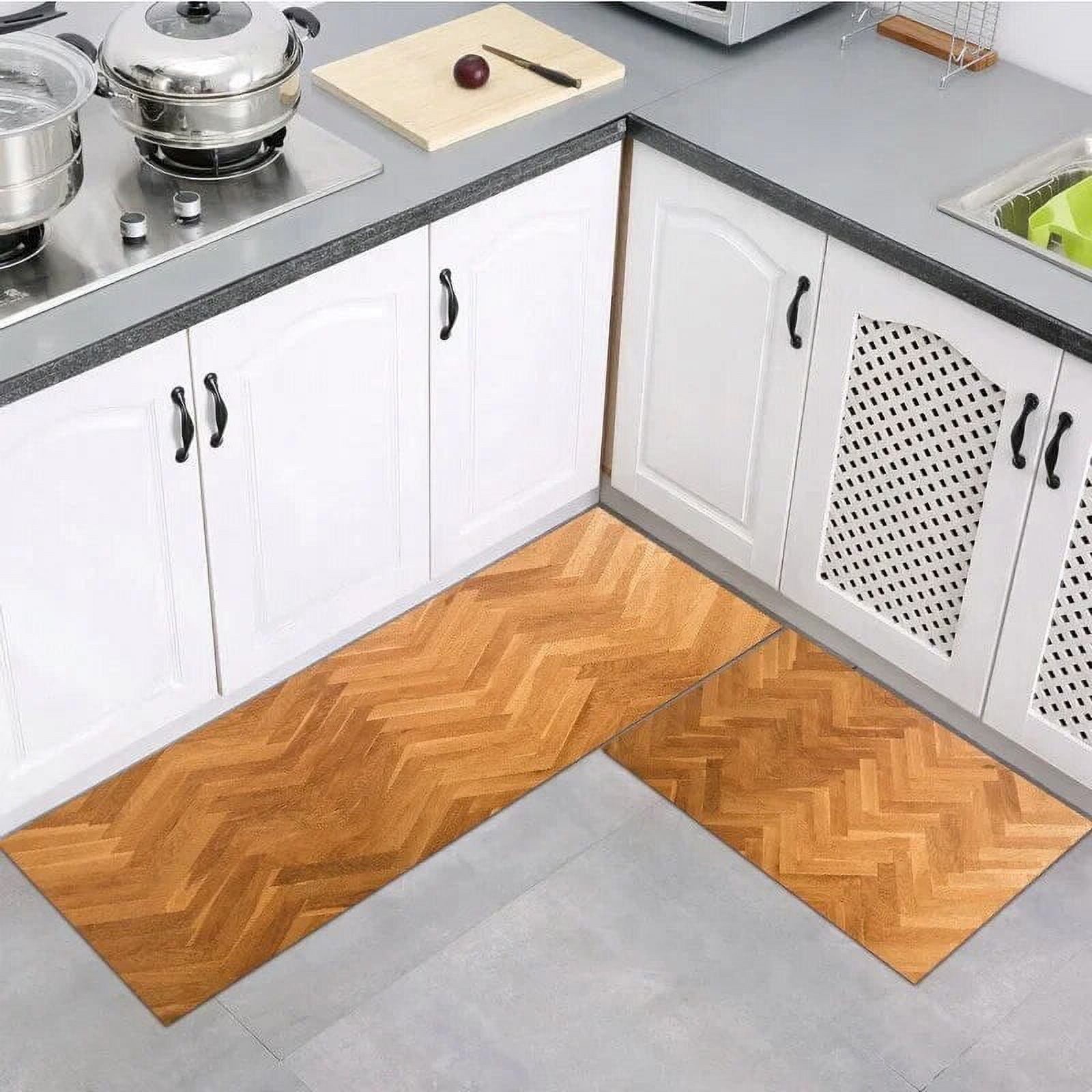 1Pcs Modern Wood Grain Printed Floor Mat Bathroom Kitchen Living Room