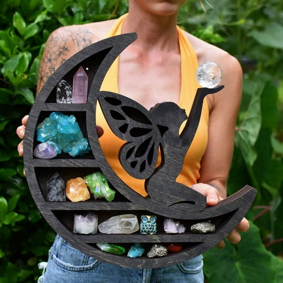 1Pcs Moon Crystal Rack Small Ornaments Shelf Model Storage Rack Crystal Stone Storage Shelf Home C