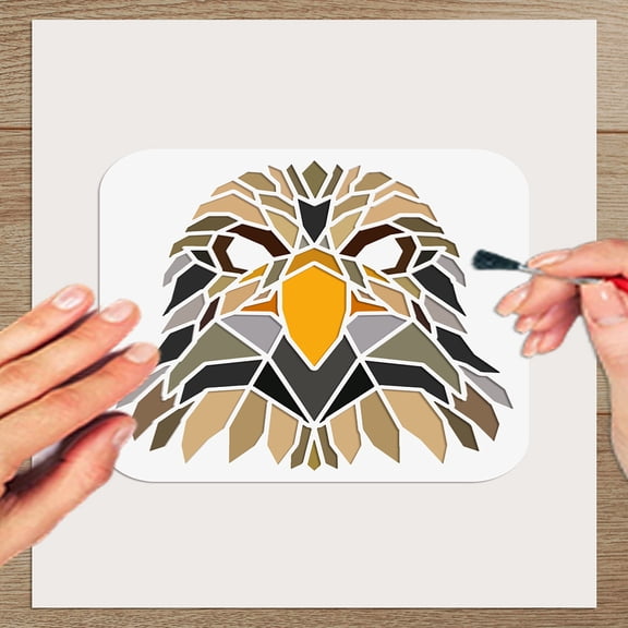 1Pcs Mouse Plastic Drawing Stencils Eagle Head Reusable Stencil Geometric Animal Crafts Drawing Templates 150x150mm