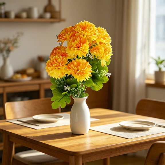 1Pcs Multicolor Artificial Lily Flowers 17.32 Inch Realistic Fabric Plastic Simulation Floral for Home Living Room Bedroom Office Wedding Easter Party Decoration,Yellow