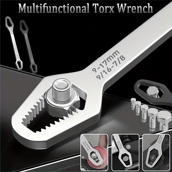 1Pcs Multifunctional black 5mm thick T-shaped wrench, adjustable self-locking double-ended wrench, portable manual tools for both automotive and household use