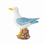 1Pcs Nautical Seagull Decor Coastal Bird Ornament Resin Seabird Statue Beach Seagull Figurines Vintage Decorations for Home Office Indoor Outdoor Light Blue