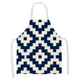 1Pcs Navy Blue Geometric Pattern Kitchen Sleeveless Aprons Cotton Linen