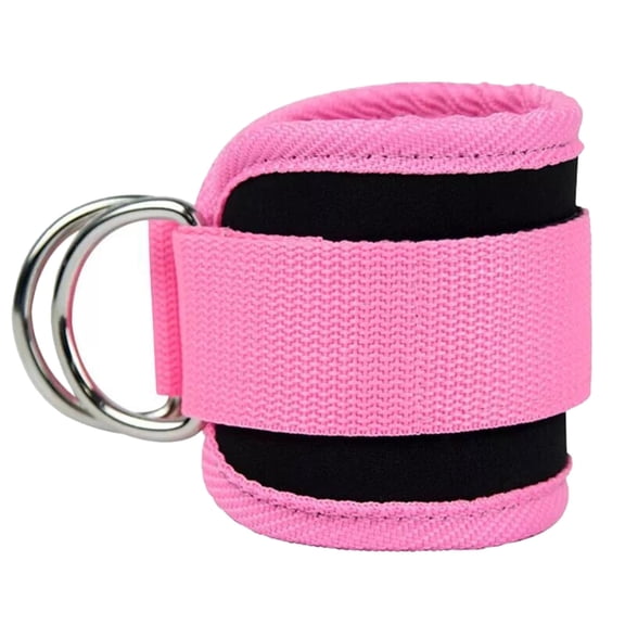 1Pcs Neoprene Padded Double D-Ring Gym Ankle Strap Adjustable Cable Machine Leg Cuff For Glute Kickbacks Home Gym Leg Training(Pink-47x8cm)