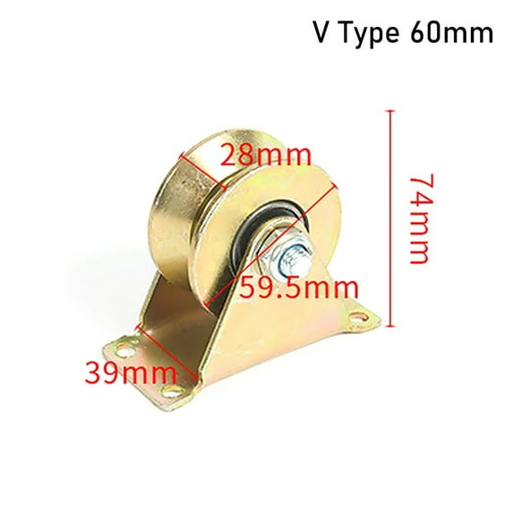 1Pcs New Home Hardware U/V/H Shaped Stainless Steel Rigid Caster Sliding Door Rollers Track Wheel Bearing Pulley V TYPE 60MM