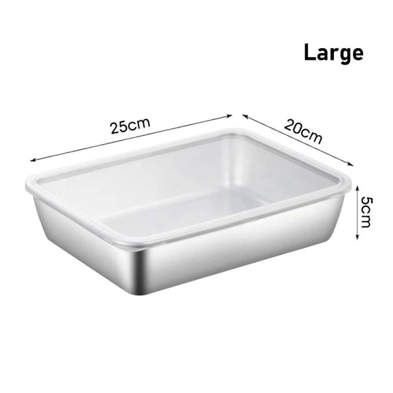 1Pcs New Stainless Steel S/M/L Refrigerator Frozen Storage Box with Lid Crisper Box Food Organizer LARGE