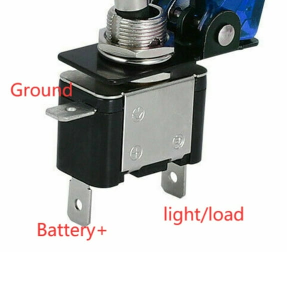 1Pcs On/Off Toggle Switch Asw-07D Led Light Diaphanous Cover 12V/24V 20A Blue Clear Cover+Blue Led
