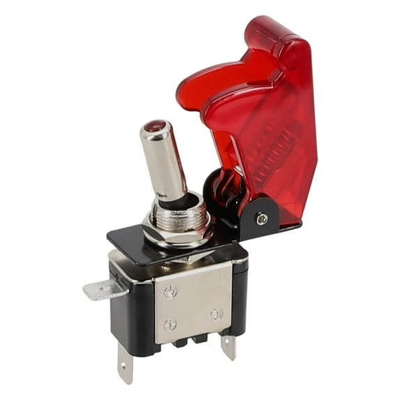 1Pcs On/Off Toggle Switch Asw-07D Led Light Diaphanous Cover 12V/24V 20A Red Clear Cover+Red Led