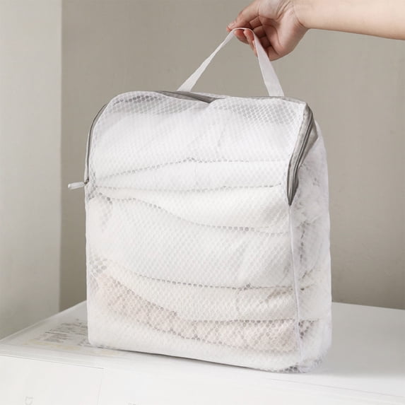 1Pcs Organic Cotton Laundry Bags with Zipper and Hanging Loop for Delicate Underwear and Socks, 3 Sizes (S, M, L) Mesh Laundry Bag, Durable Cotton Mesh Laundry Bag