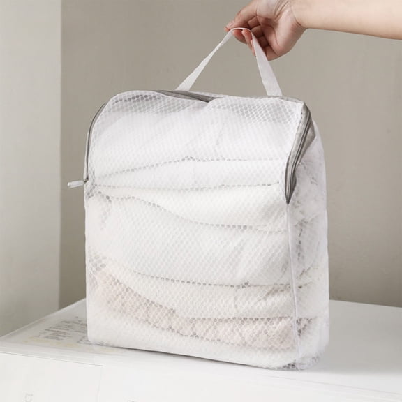 1Pcs Organic Cotton Laundry Bags with Zipper and Hanging Loop for Delicate Underwear and Socks, 3 Sizes (S, M, L) Mesh Laundry Bag, Durable Cotton Mesh Laundry Bag