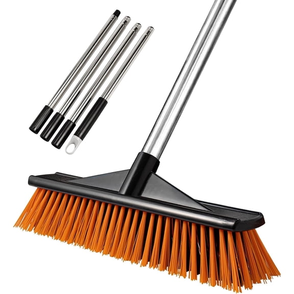WYZCTTD 1Pcs Outdoor Push Broom Heavy Duty Scrub Brush for DrivewayTile FloorsStainless Steel Handle