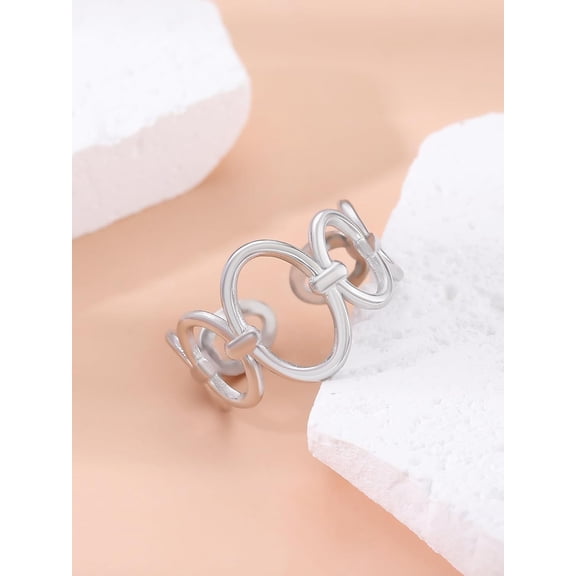 1Pcs Oval 304 Stainless Steel Cuff Rings Adjustable Ring Jewelry Decoration for Women Personalized Jewelry Gold DIY