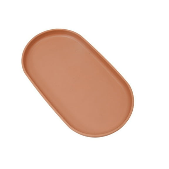 1Pcs Oval Plastic Storage Tray for Desserts, Smooth Edge Multi-Purpose Serving Plate, Dinner Tray for Kitchen Organization, Reusable Snack Tray for Home, Easy Clean Food Serving Dish Pink