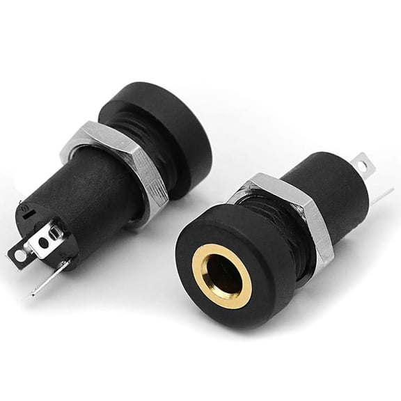 1Pcs PJ392A 3.5MM Audio Jack Socket 3 Pole Black Stereo Solder Panel Mount Three Or Four Feet With Internal Screw Thread