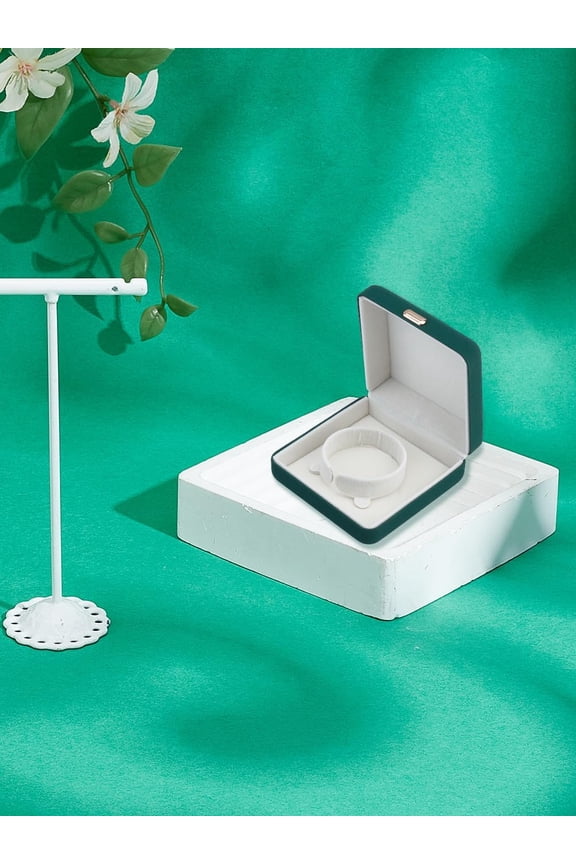 1Pcs PU Leather Bracelet Gift Boxes Square Jewelry Boxes with Iron Dark Green Packaging Case for Rings Pendants Earrings Necklaces Party Favor Jewelry Crafts 9.3x9.1x4.05cm for DIY Dark Green