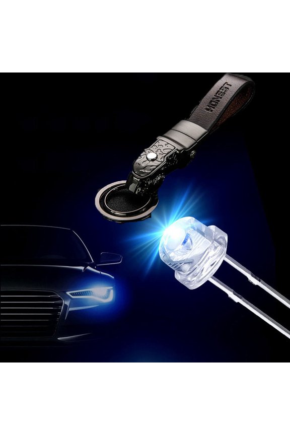 1Pcs Panthera Blue Led Eyes Cowhide Leather Strap Car Keychain Key Ring Gadget