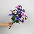 thumbnail image 1 of 1Pcs Pink & Purple Realistic Artificial Pansy Bouquet - 13.8in Fake Flowers Bouquet, Artificial Flowers Indoor, Home Living Room Decor & Wedding Arrangement (B), 1 of 4