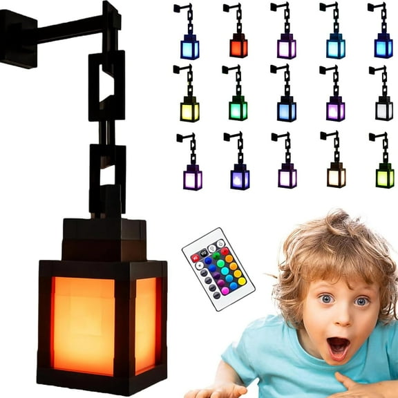 1Pcs Pixelated Lantern Night Light, 16-Color LED Rechargeable Mood Lamp with Remote & Touch Switch, Wall Mounted/Desktop Table Light for Bedroom Game Room Home Decoration 2026 Xmas Gift (Q)