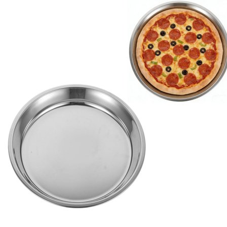 1Pcs Pizza Pans 10" Stainless Steel Pizza Tray Round Oven Tray Rust Proof Reusable Bakeware Cooking Pan Dishwasher Safe for Baking, Serving, and Displaying Cookie Pie