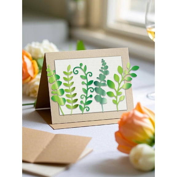 1Pcs Plant Theme DIY Embossing Stencil Leaf Carbon Steel Embossing Stencils Template Metal Die Cuts for DIY Scrapbooking Album Decorative Paper Card Making 92x157x0.8mm