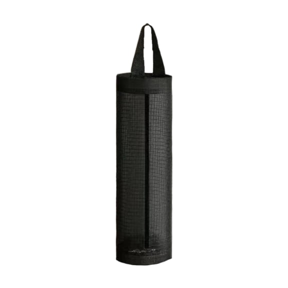 1Pcs Plastic Bag Holder Trash Bags Storage Dispenser Organizer for Home Kitchen Mesh Hanging Storage Dispensers Recycling Garbage Folding Hanging Storage Bag Grocery Bags Holder,Black,1PC,4x15 Inch