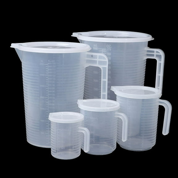 1Pcs Plastic Liquid Measuring Cup Jug Pour Spout Surface With Lid Measuring Tool