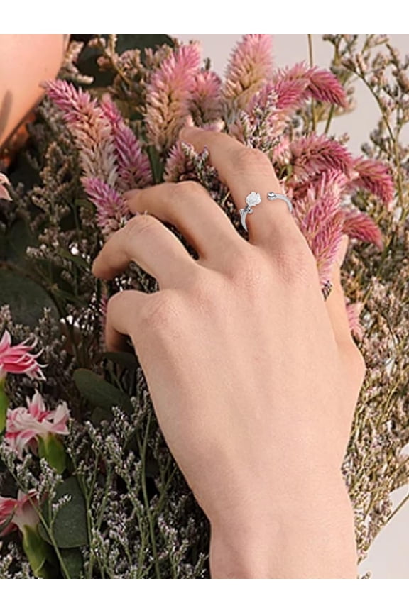 1Pcs Platinum Alloy Cuff Rings Platinum Cuff Stacking Rings Resin Jewelry Accessory for Women Birthday Elegant Gifts DIY Personalized Jewelry US Size 6 3/4(17.1mm)