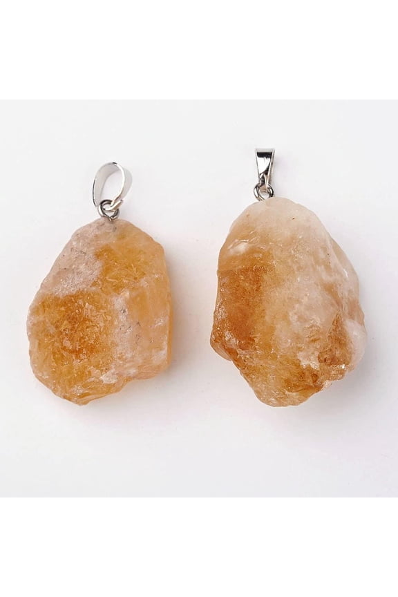 1Pcs Platinum Natural Citrine Pendants Nuggets Natural Stone Charms Pendant Necklace Gemstone Pendant with Brass Findings for Necklace Bracelet Jewelry Making DIY Craft Making