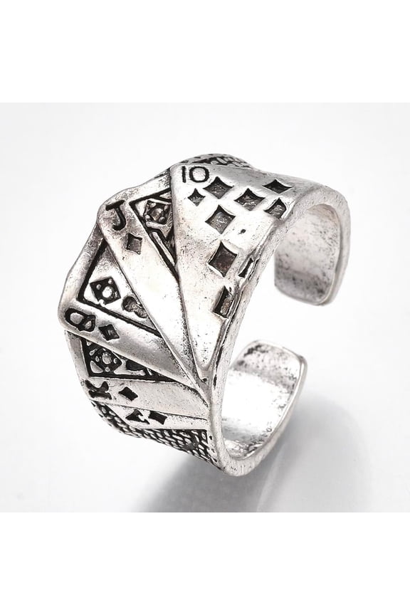 1Pcs Poker Rings Alloy Cuff Finger Rings Wide Band Rings Adjustable Knuckle Rings DIY