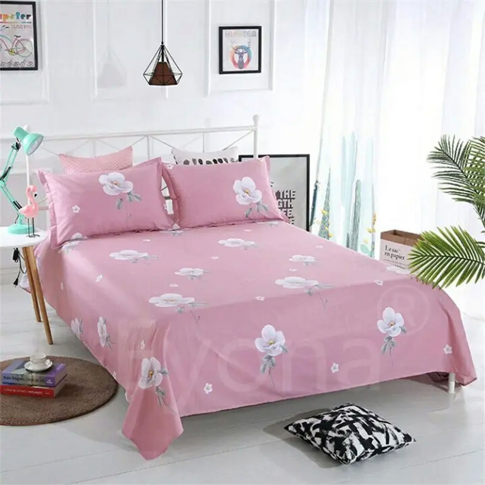 1Pcs Polyester Cotton Bed Sheet Soft Home Bedding Cover Home Fashion