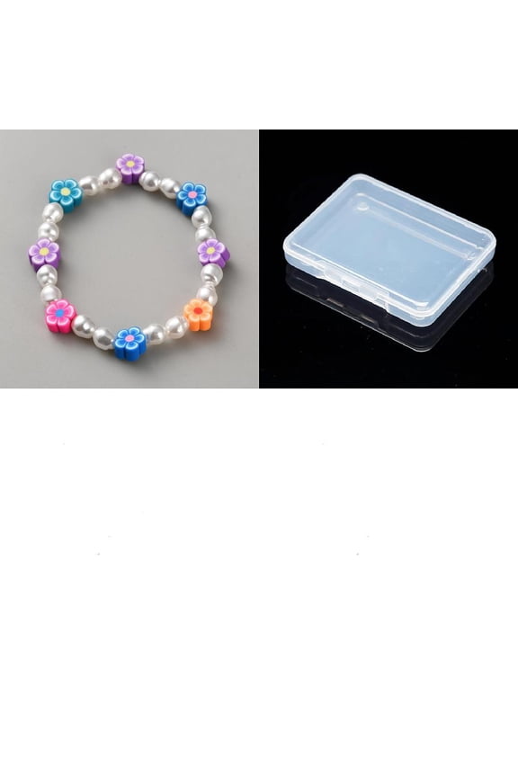 1Pcs Polymer Clay Floral Beads Stretch Bracelets Summer Boho Flower Bracelets Colorful Trendy Jewelry for Women Festival Elegant Gifts Personalized Jewelry 7-7/8 inch(20cm) DIY