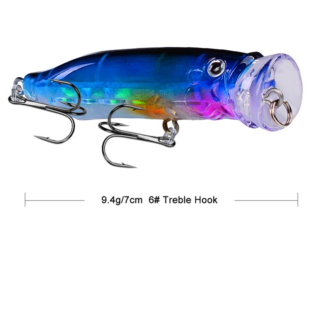 1Pcs Popper Fishing Lure 7cm 9.4g Topwater Hard Artificial Plastic Bait