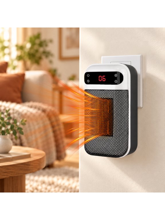 Black 500W Plug-in 1 Speed LED Display Portable Mini Forced Air Heater