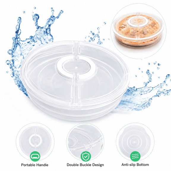 1Pcs Portable Pie Carrier with with Lid and Handle Egg Container Holds Pies 11.81" 2 Compartments Plastic Pie Carrier Pizza Slice Storage Containers