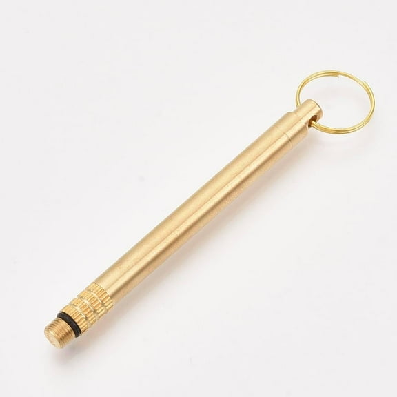 1Pcs Portable Pocket 201 Stainless Steel Toothpick keychain with Brass Holder Iron key Ring
