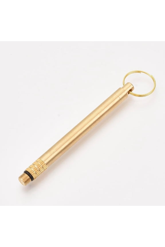 1Pcs Portable Pocket 201 Stainless Steel Toothpick keychain with Brass Holder Iron key Ring